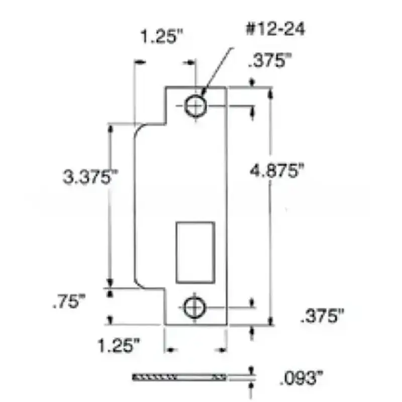 Baldwin 6041055L Left Hand ASA Strike For 2-3/4" Backset Latch Only Lifetime Bright Nickel Finish