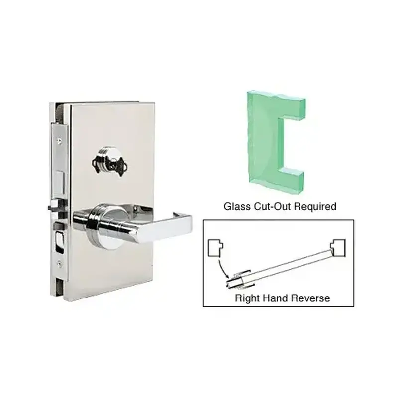 CRL DL611REPS Polished Stainless 6" x 10" RHR Center Lock With Deadlatch in Entrance Lock Function