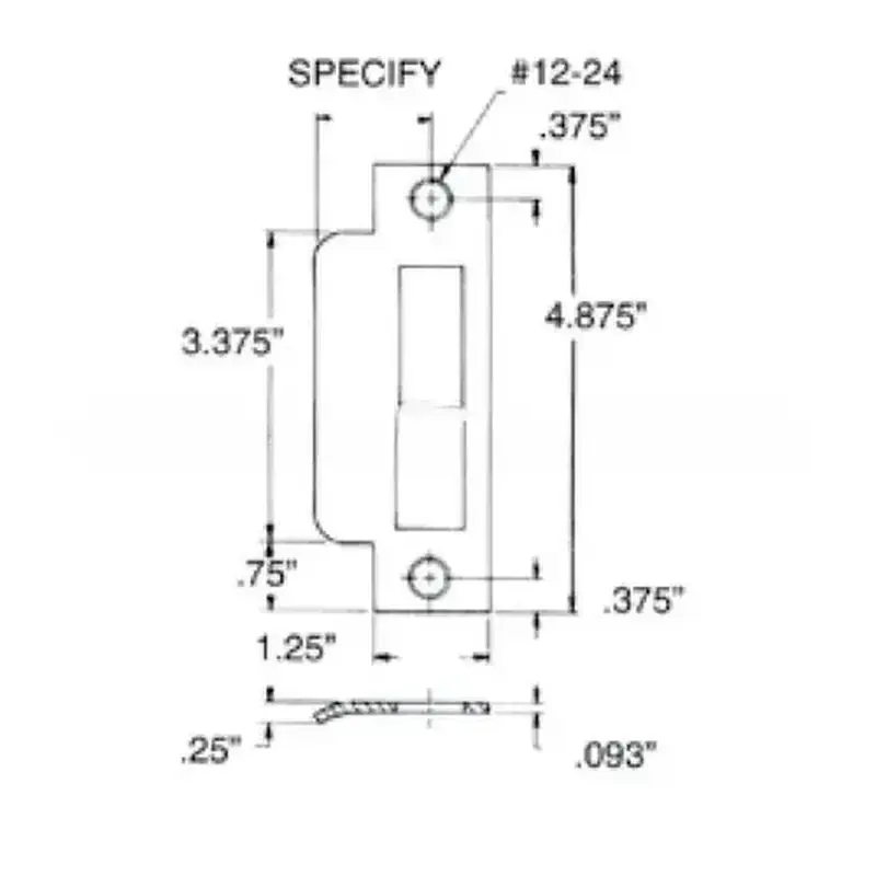 Baldwin 6038260L158 Left Hand 1-5/8" Extended Lip ASA Strike For 2-3/4" Backset Latch Only Bright Chrome Finish