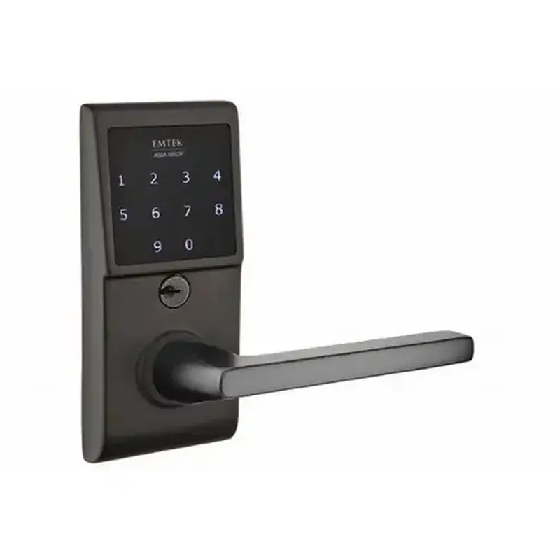 Emtek E4220HLOUS19RH Helios Emtouch Storeroom Leverset Electronic Touchscreen Lock Flat Black Finish