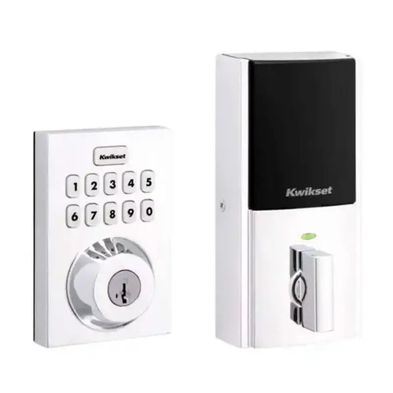 Kwikset HC620-CNT-ZW700-26-SMT-RCALFD-RCS Contemporary Push Button Electronic Deadbolt Bright Polished Chrome