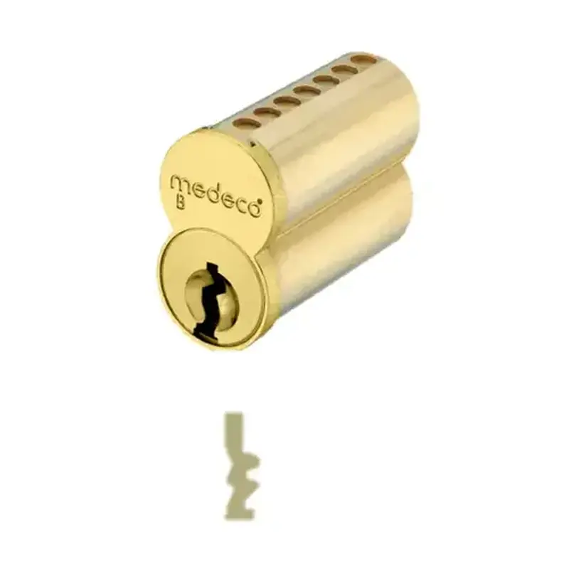 Medeco Security Locks 337B01006ATDS 7 Pin Uncombinated Small Format Interchangeable Core with TD Keyway and Clip Retainer Satin Brass Finish