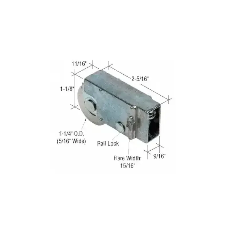 CRL D1603B 1-1/4" Steel Sliding Glass Door Roller with 11/16" Wide Housing for Crossly Doors Bulk - pack of 10