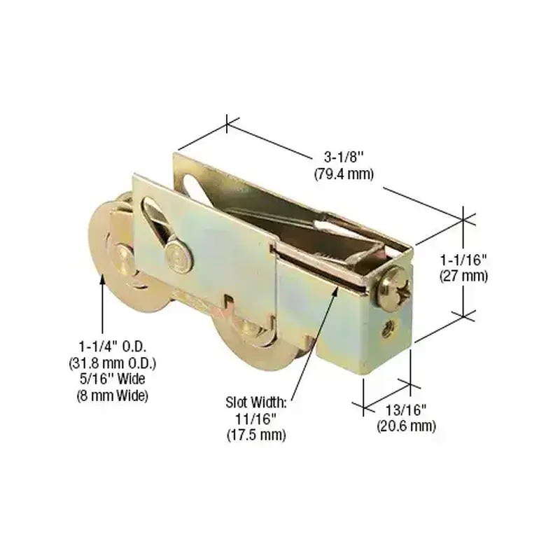 CRL D1917 1-1/4" Tandem Steel Ball Bearing Sliding Glass Door Roller with 13/16" Wide Housing