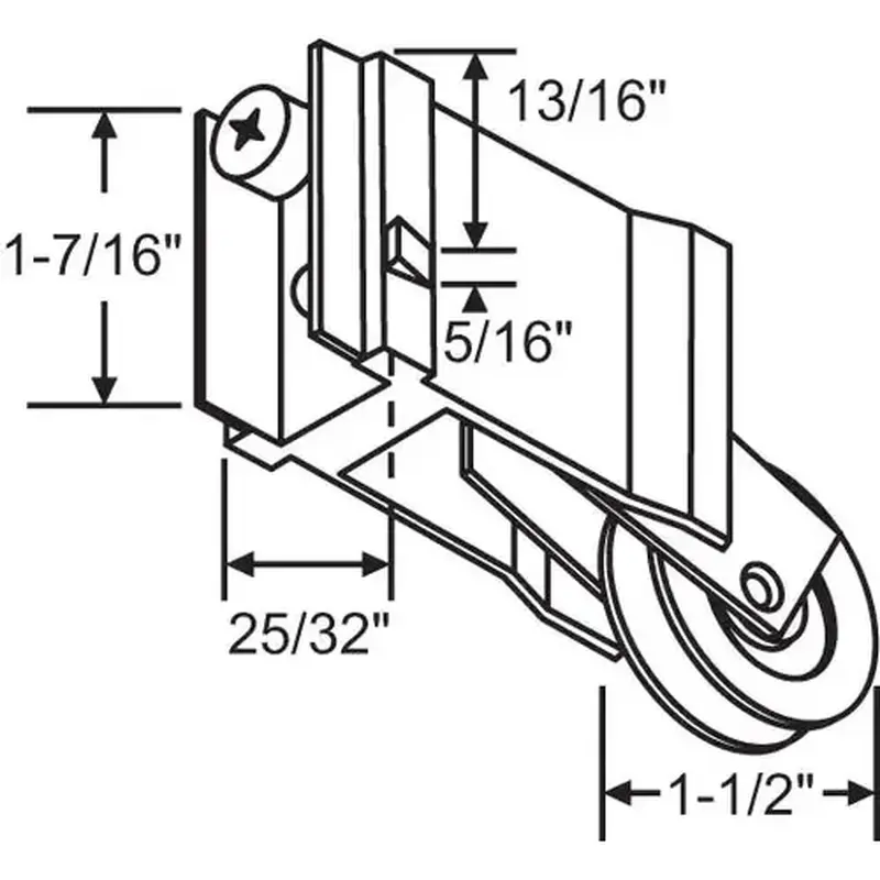 Brixwell 9-237 Patio Door Roller Assembly 1-1/2 Nylon Wheel