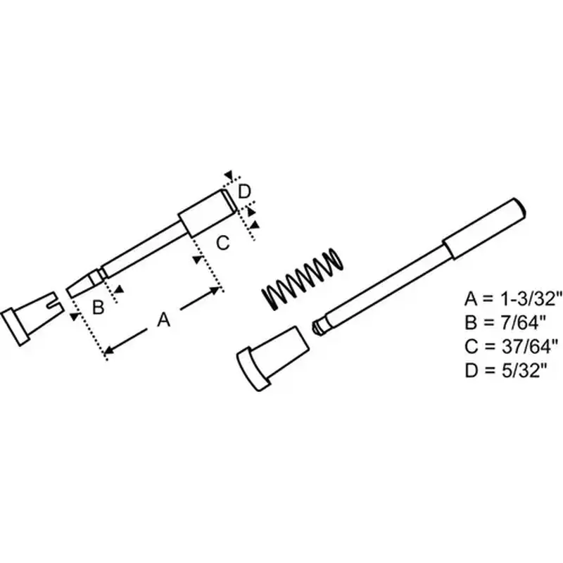 Brixwell 90-513-XCP25 5/32in Plunger Set Metal White 1-5/8in Long 1in Frame - pack of 25