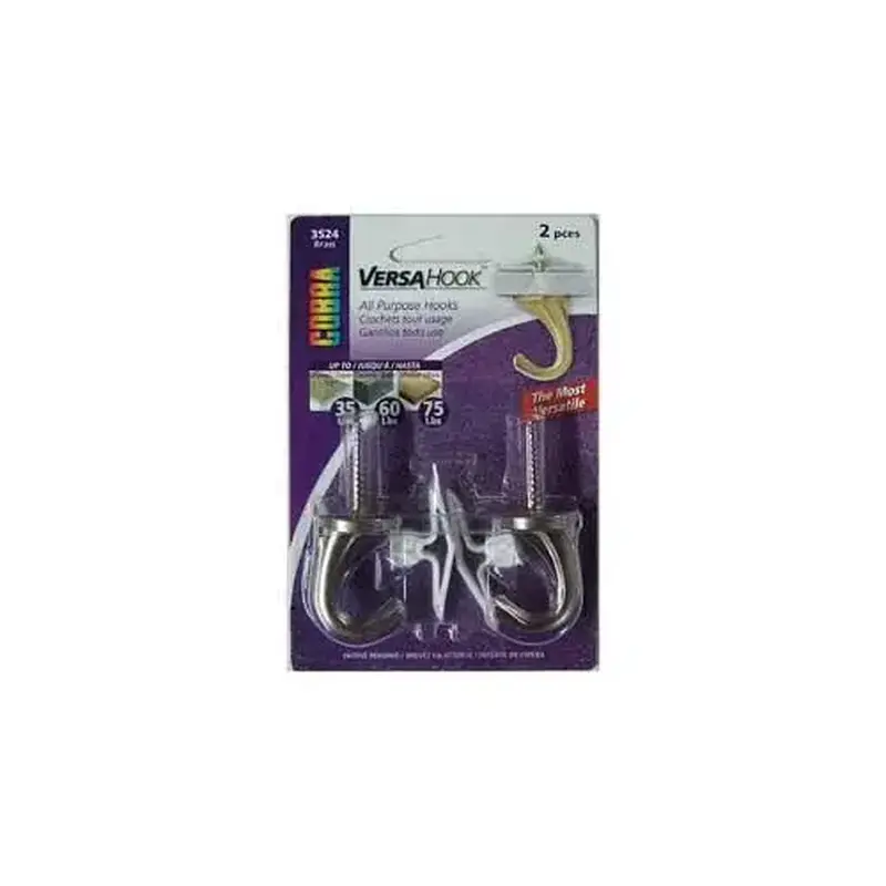 COBRA 3554-XCP5 Ceiling Hook, 20 lb, Brushed Nickel - Pair Gray - 2 per pack x5 packs