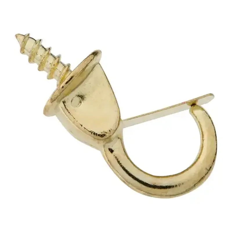 National Hardware N119909 V2024 7/8" Safety Cup Hook Brass Finish Pair