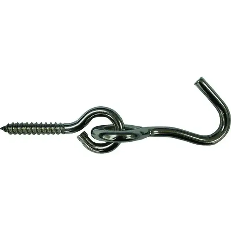 ProSource LR-404S-PS Hammock Hook, 1-1/4 in Opening, Stainless Steel, Silver, Stainless Steel