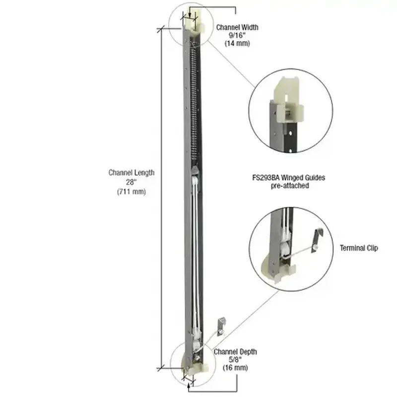 CRL FA2740GW 2740 Window Channel Balance with FS293BA Guides Attached