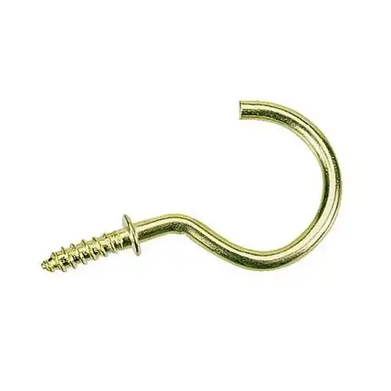 National Hardware N119-628-XCP10 Cup Hook, 0.24 in Opening, 0.96 in L, Brass - pack of 50