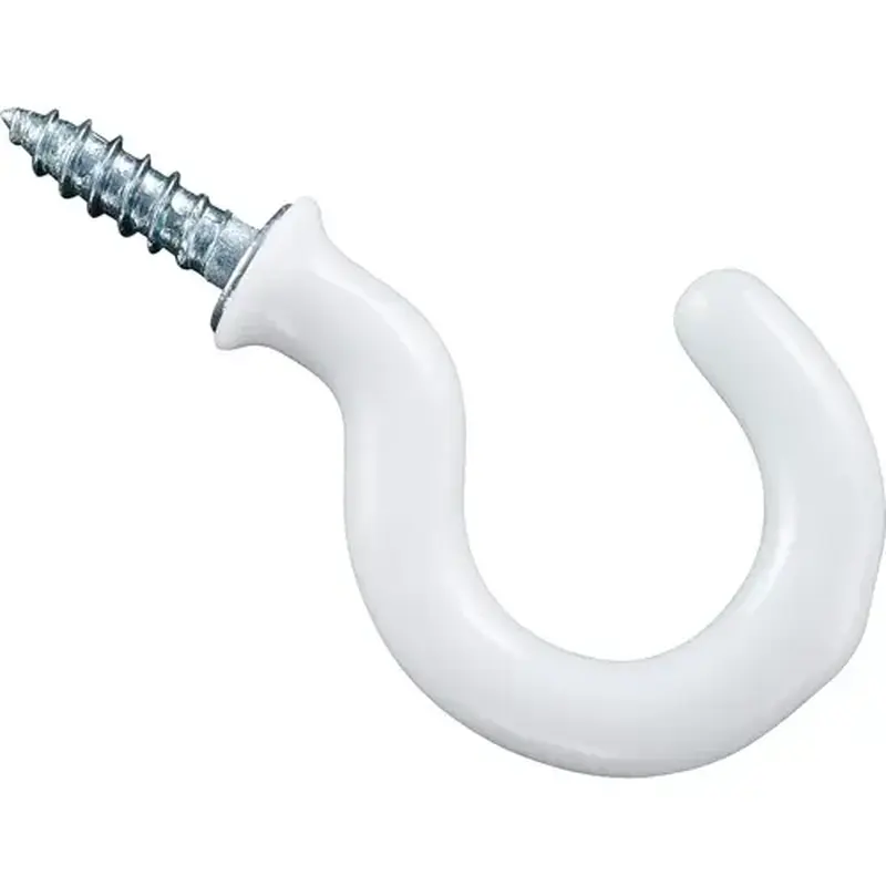 National Hardware N119-728 Cup Hook, White Vinyl-Coated, 1 In   pack of 30