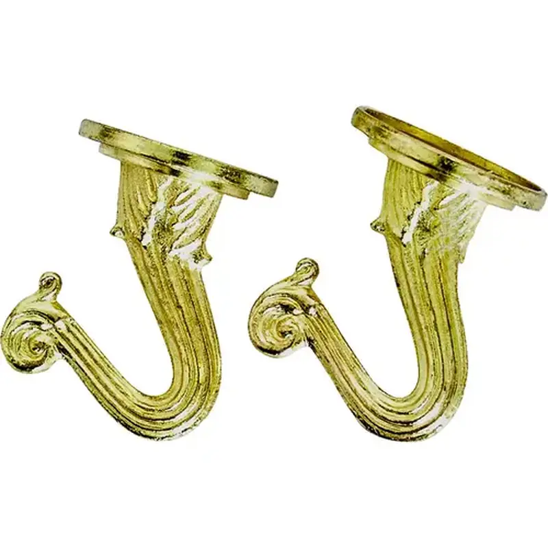 Landscapers Select GB0413L Ceiling Hook, 1.5 in L, zinc Alloy, Polished Brass, Wall Mount Mounting Golden - pack of 2