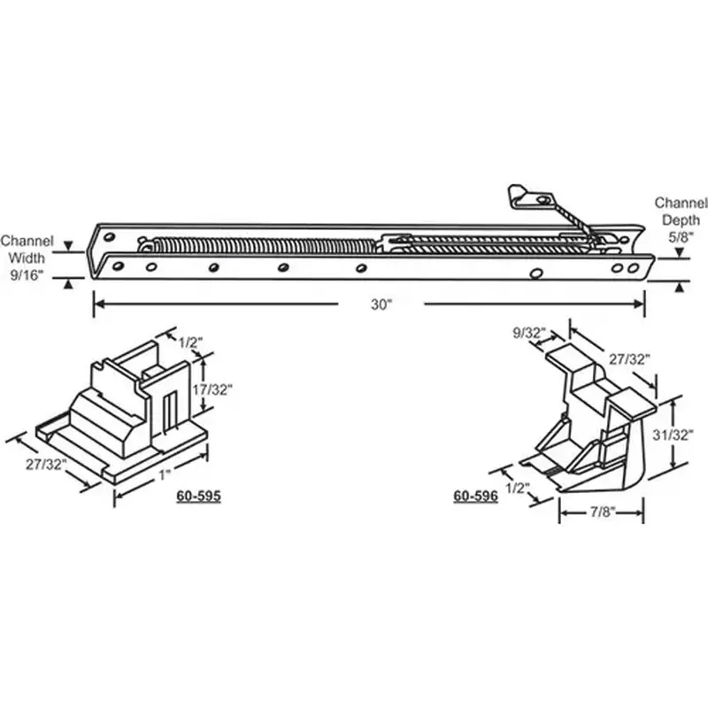 Brixwell 60-294-28 30in Window Channel Balance 23 To 28 Lbs Sash Weight hwB-Pa507-5/8B-2940 60-595a And 60-596a Attached