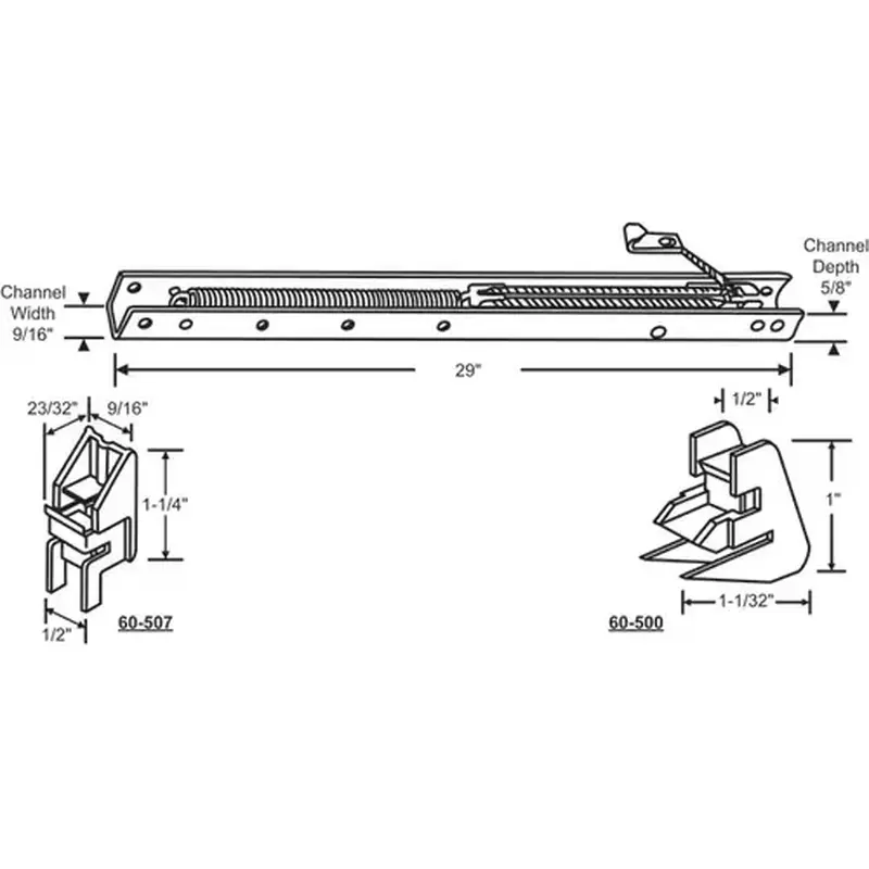 Brixwell 60-281-0 29in Window Channel Balance 7 To 12 Lbs Sash Weight hwB-Kk501-5/8B-2810 60-500a And 60-507a Attached
