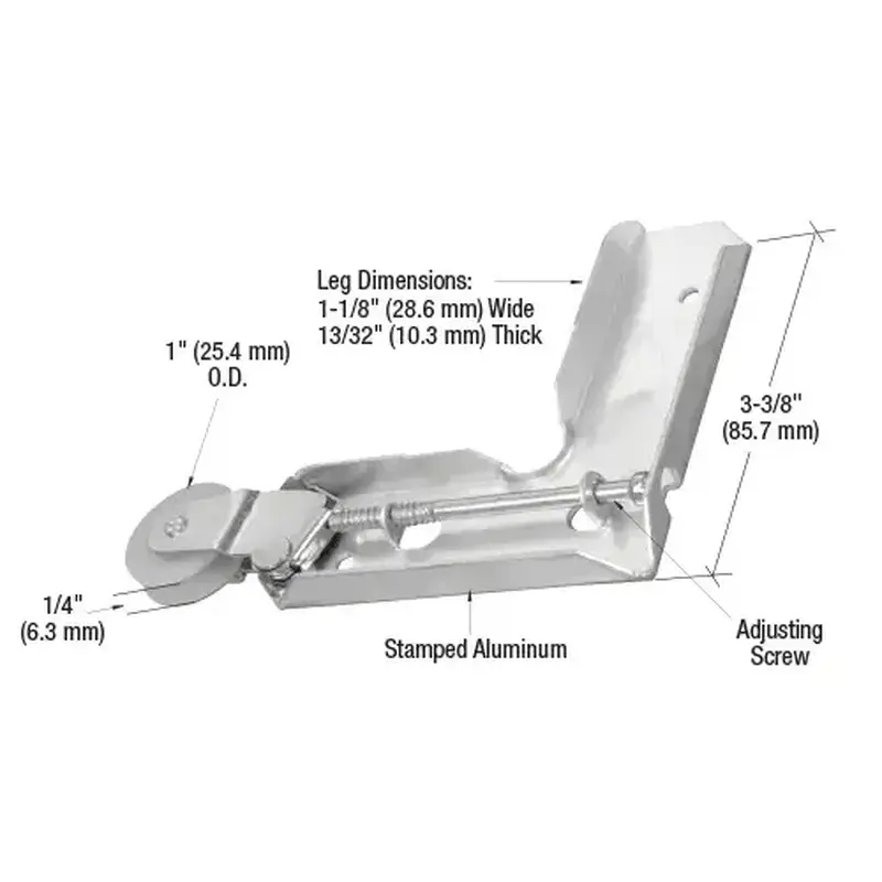 CRL B604 1" Nylon Sliding Screen Door Roller with Stamped Aluminum Corner Insert