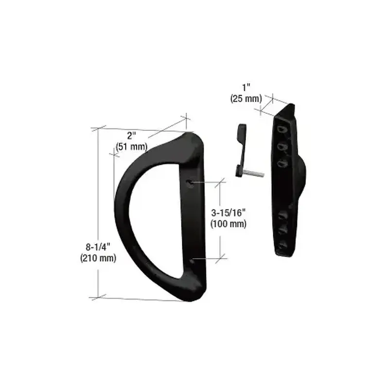 CRL C1224 Black Sliding Glass Door Handle" Center-to-Center Screw Holes