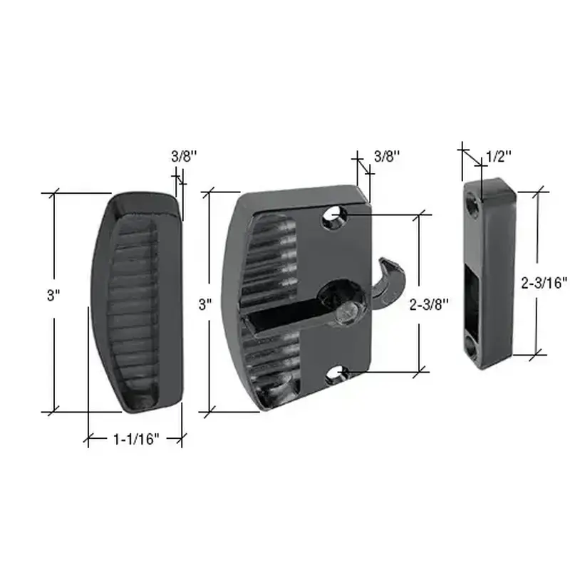 CRL A181BL Black Sliding Screen Door Latch and Pull with 2-3/8" Screw Holes