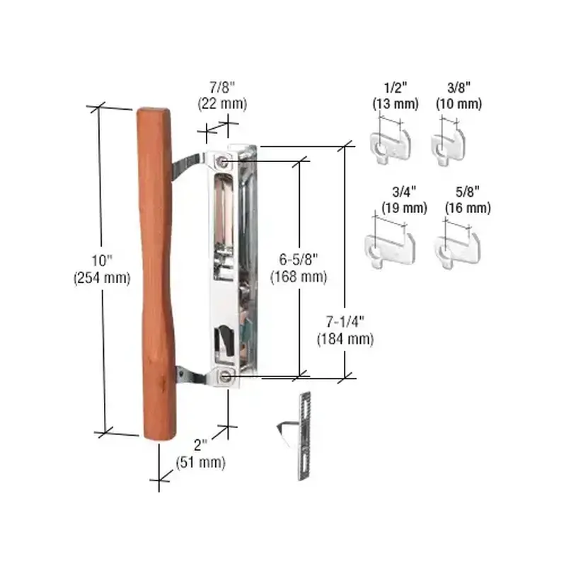 CRL C1149 Wood/Chrome Flush Mount Keyed Handle Set 6-5/8" Screw Holes