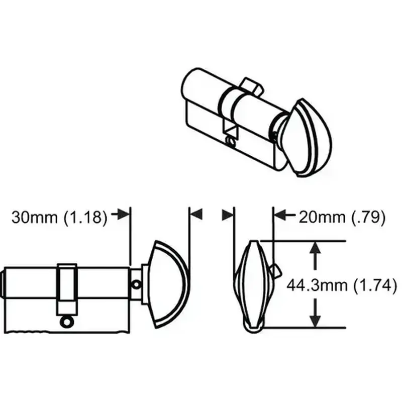 Brixwell 850-3584072 PZ00090KC EURO PROFILE CYL 90*/C-KNOB 31.5/60.5/F8709M