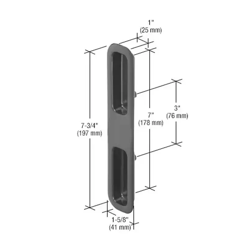 Prime-Line C1087 Black Outside Pull 3" Screw Holes for International Doors