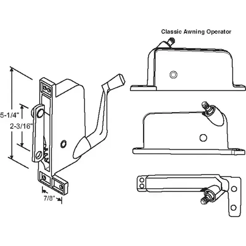 Brixwell 41-271pw hd Awning Operator White classic Style straight Link Arm