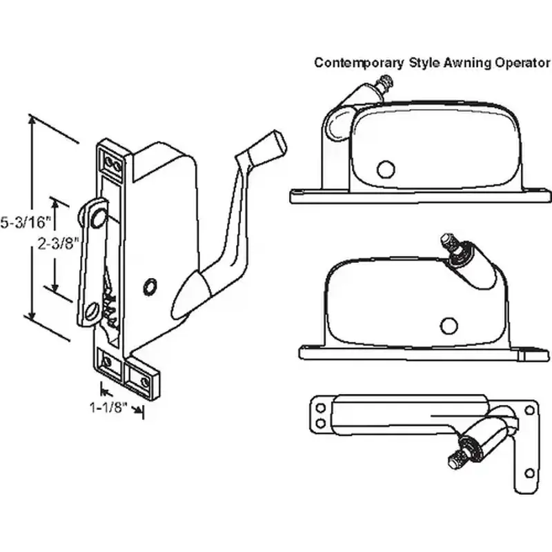 Brixwell 41-390p D Awning Operator contemporary Style offset Link Arm