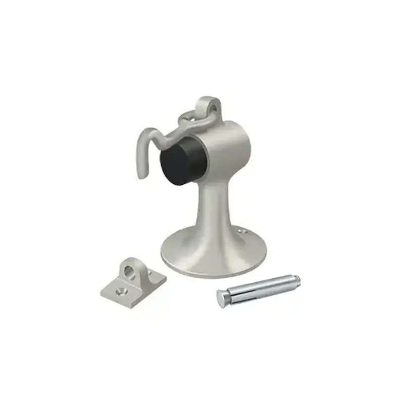 Deltana DSF444U15 Cement Floor Mount Bumper w/ Holder, Solid Brass in Brushed Nickel