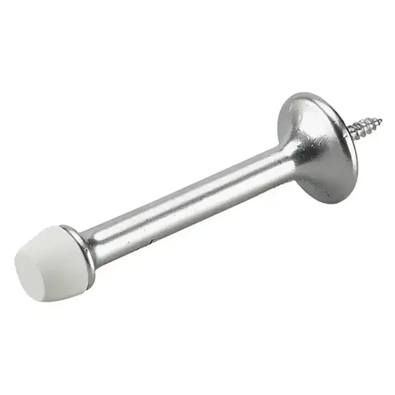 Onward 216SCR Rigid Door Stop, 31/32 in Dia Base, 3 in Projection, Metal, Chrome/Satin