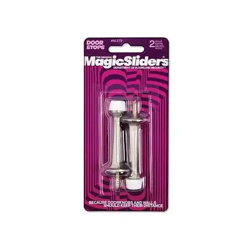 MAGIC SLIDERS L P 81272-XCP4 Door Stop, Rigid, Satin Nickel, 3-I - 2 per pack x4 packs