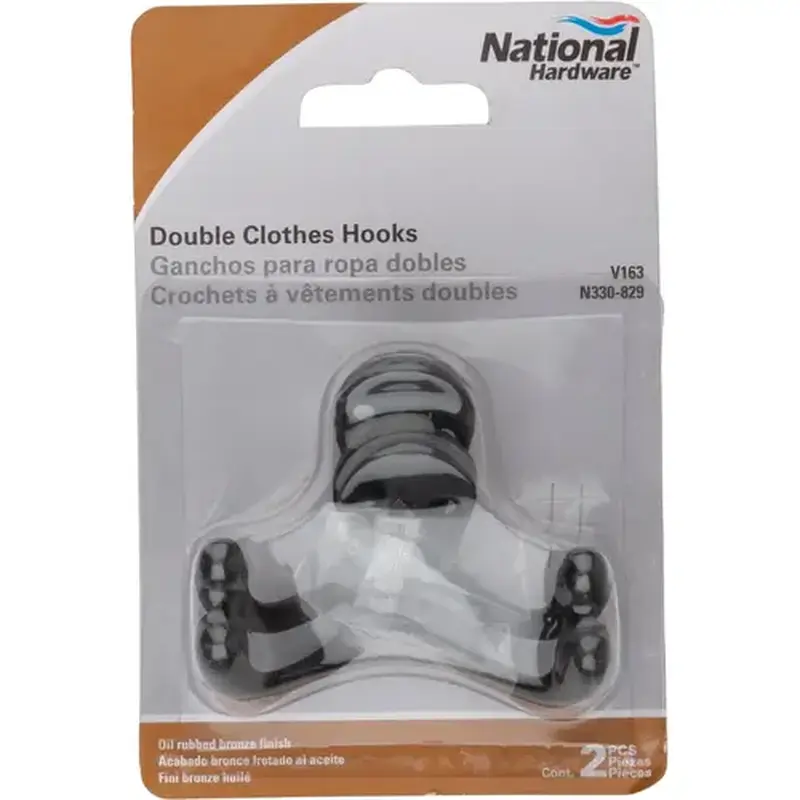 National Hardware N330-829 V163 Double Clothes Hook - pack of 2 - Oil-Rubbed Bronze