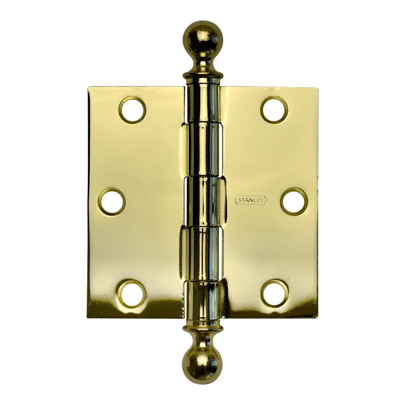 Steel Architectural Hinge with Ball Tips3" x 3" / Polished Brass