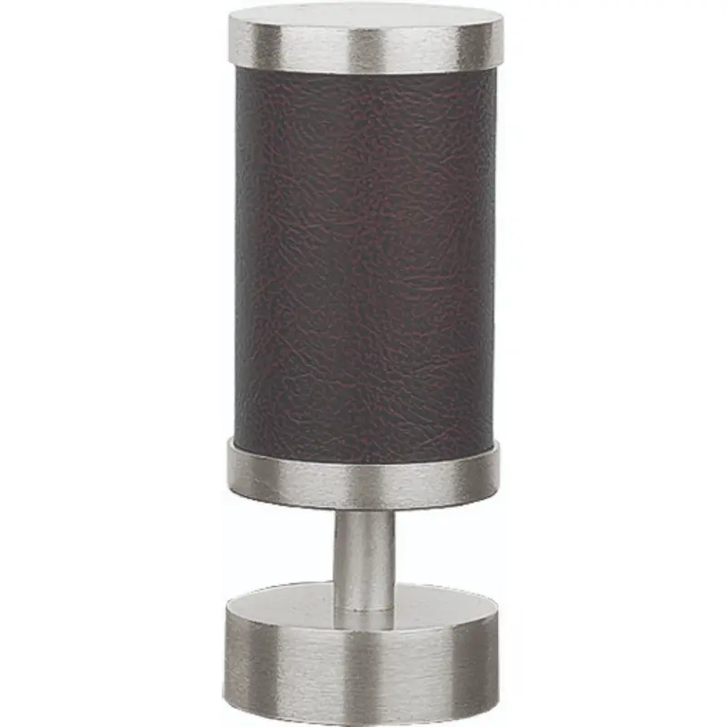Brown Leather Round Finial-stain Steel