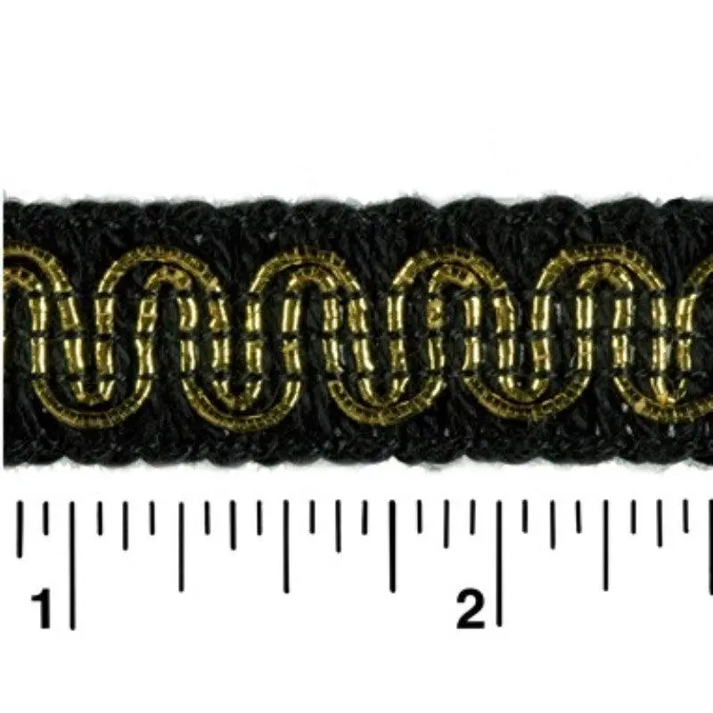 Rayon Scroll Gimp - YG2 Black/Gold Metallic 36 Yards