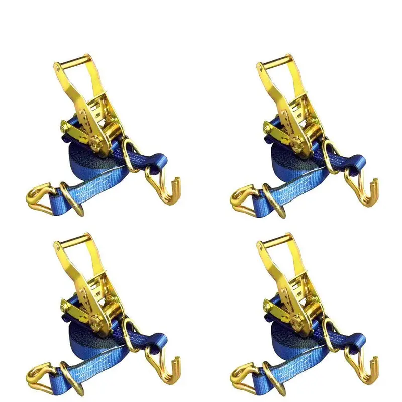 1 in. x 16 ft. Ratchet Tie-Down Strap with 3000 lbs. D-Ring Hook (4-Pack)