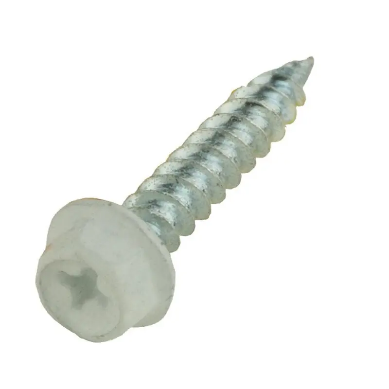 #8 x 3/8 in. White Stainless Steel Hex Head Gutter Sheet Metal Screw (25-Pack)