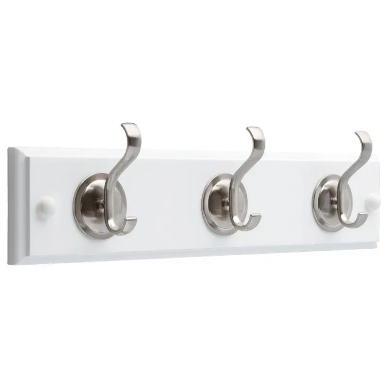 14 in. White and Satin Nickel Hook Rack3.3 / each