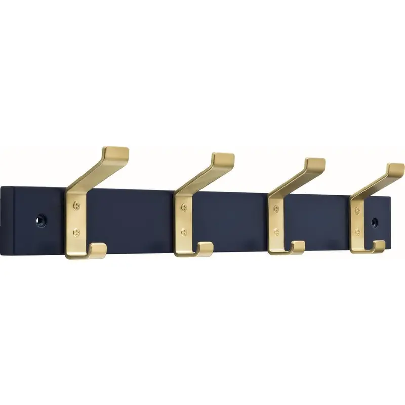 18 in. Blue and Brushed Brass Classic Bent Hook Rack1.11 / each