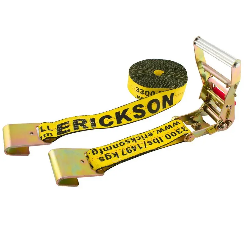2 in. x 50 ft. 10,000 lbs. Ratchet Strap with Web Clamp Flat Hooks