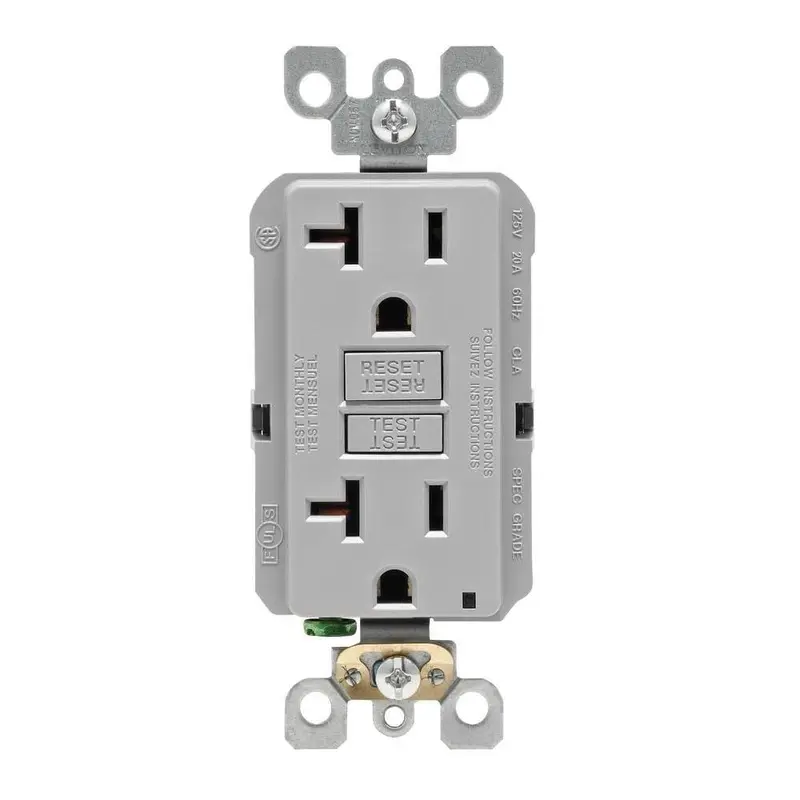 20 Amp Self-Test SmartlockPro Slim Duplex GFCI Outlet, GrayWhite / .3 / 1