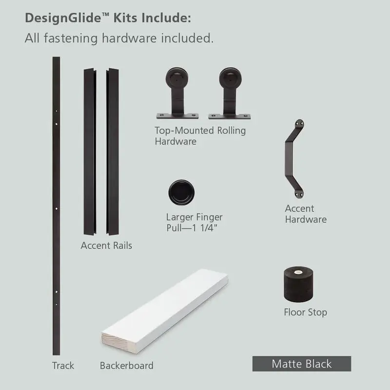 84 in. DesignGlide Matte Black Soft-Close Barn Door Sliding Door Hardware Kit