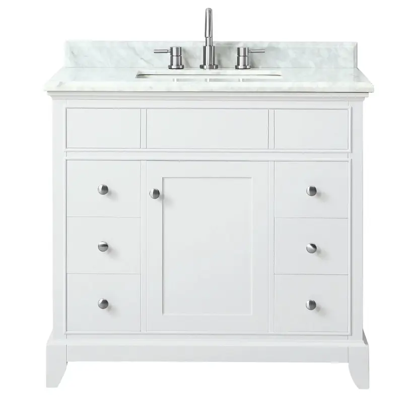Aurora White 37 in. Vanity with Carrara Top