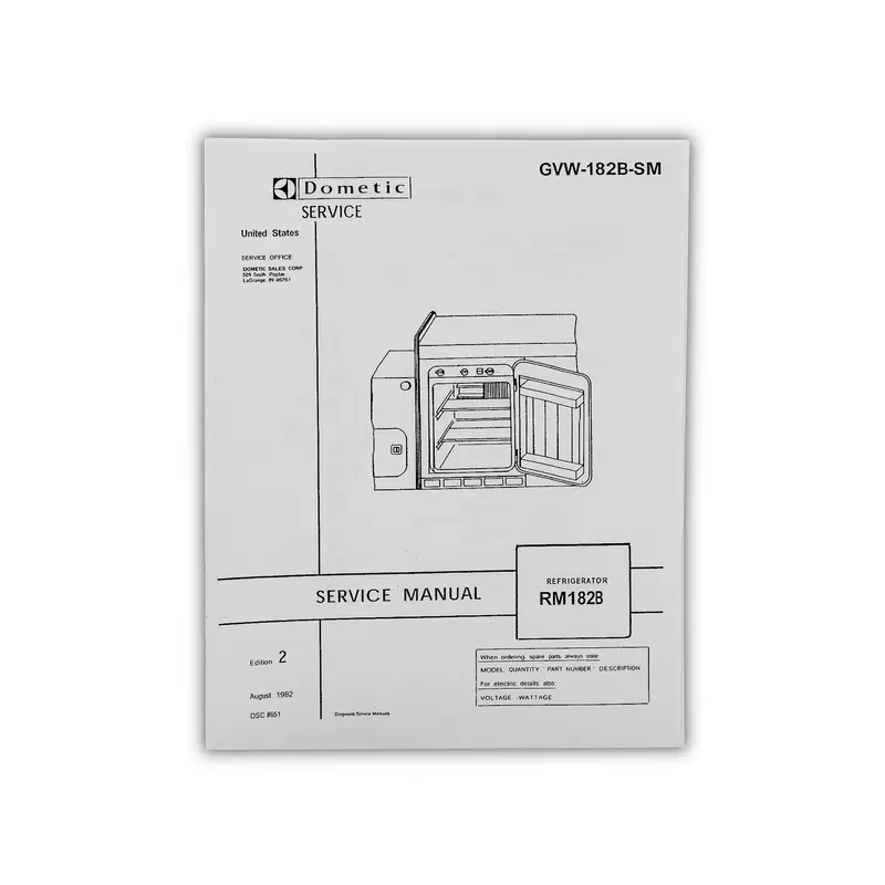 Dometic Fridge 182B Service Manual