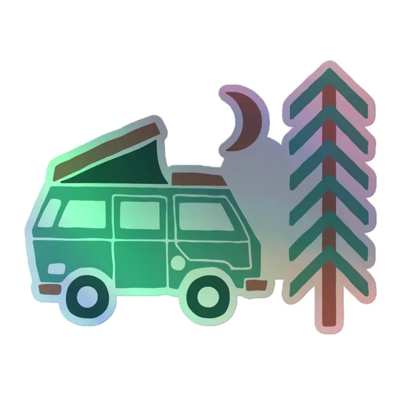 Go Outside Van & Moon Holographic Sticker33