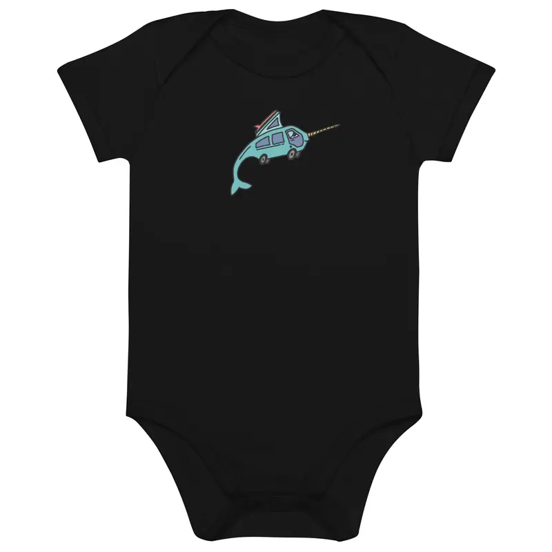 Narwhal Ned One-Piece Baby BodysuitBlack / 3-6m