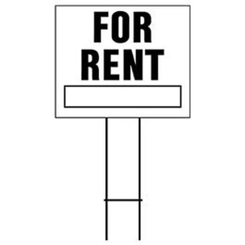 "For Rent" Sign, White & Black Plastic, 19 x 24-In.