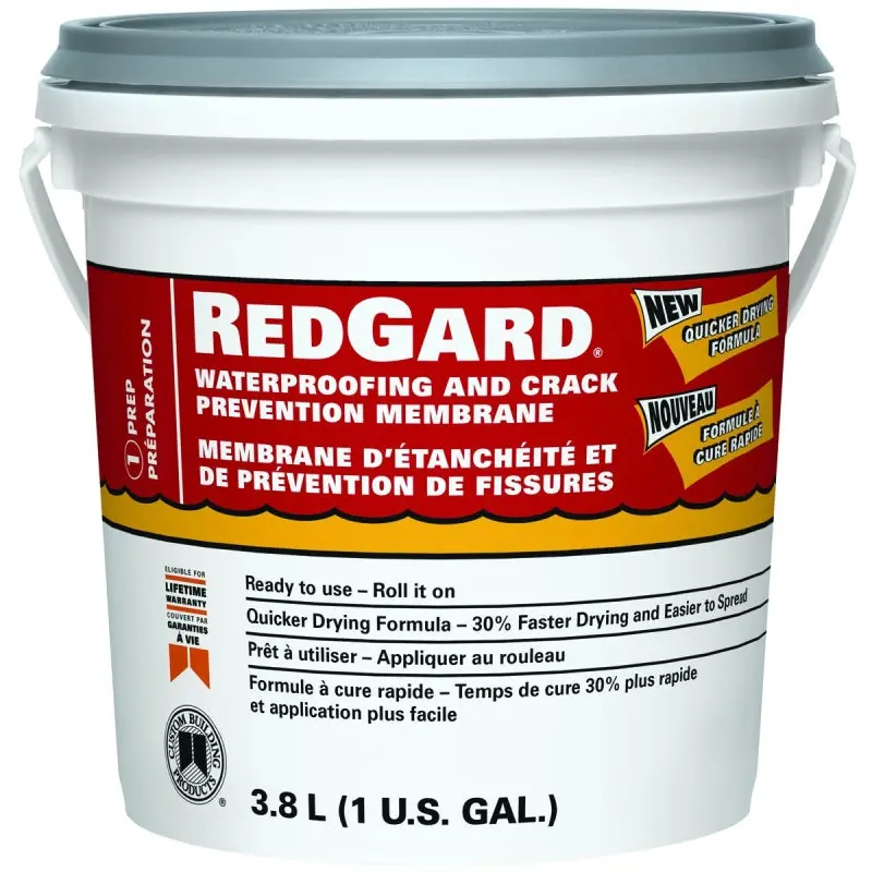 CUSTOM REDGARD CLQWAF1-2 Waterproofing and Crack Prevention, Liquid, Red, 1 gal, Pail
