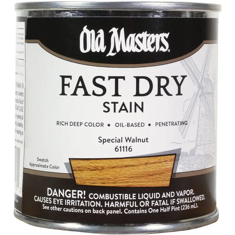 Old Masters 61116 Fast Dry Stain, Special Walnut, Liquid, 1/2 pt