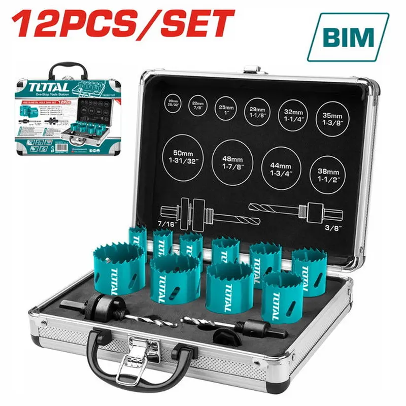 TOTAL BI-METAL HOLE SAW SET 12PCS (TACSH1121)