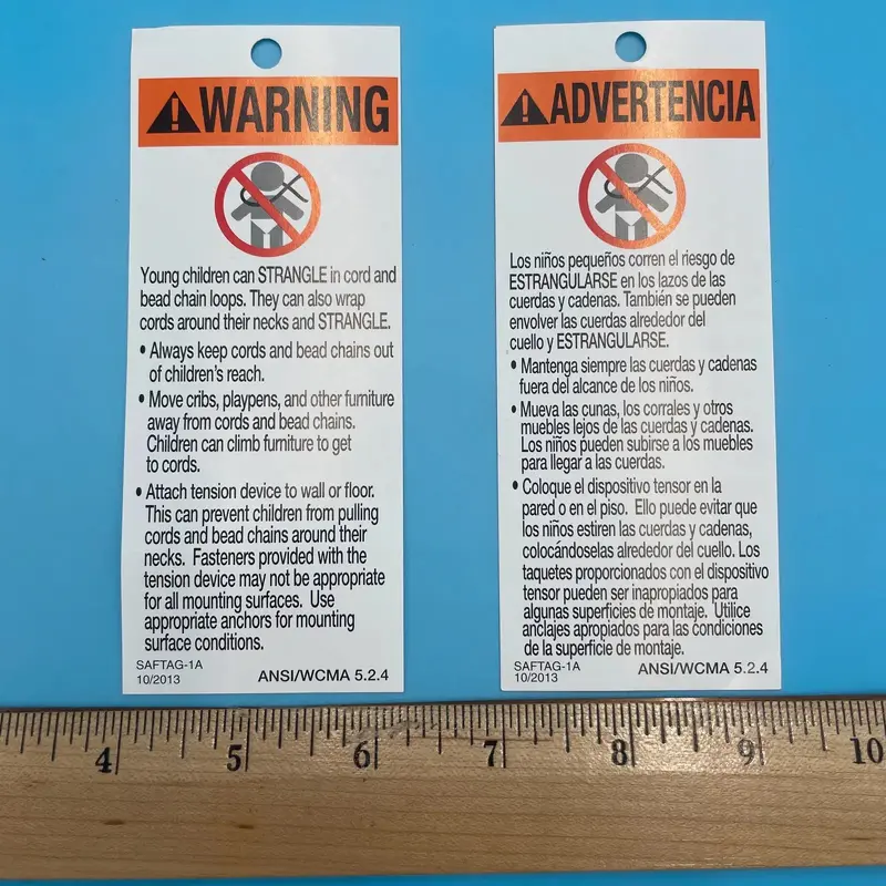 Tension Device Warning Tag 100/bag